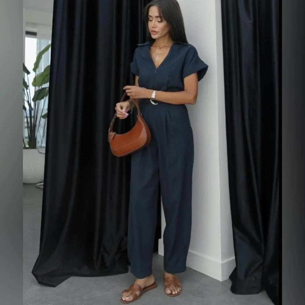 ZARA BLOGGERS’ FAVORITE BELTED LINEN BLEND JUMPSUIT